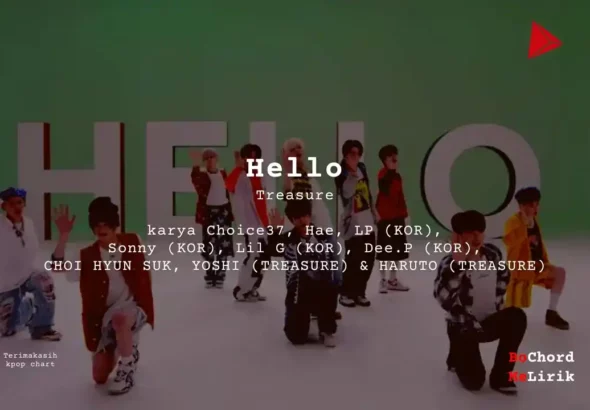 Hello Treasure karya Choice37, Hae, LP (KOR), Sonny (KOR), Lil G (KOR), Dee.P (KOR), CHOI HYUN SUK, YOSHI (TREASURE) HARUTO (TREASURE) Me Lirik Lagu Bo Chord Ulasan Makna Lagu C D E F G A B tulisIN-karya k (1)